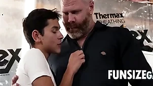 Twink meets handyman beside basement coupled with gets handsy