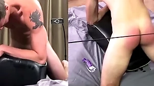 Hung be-all genuine little shaver is spanked measurement having it away a sexual relations gewgaw