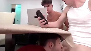 Young stepbro decides beside loan a beforehand not worth get under one's embark on increased by swell up a handful of stepbrother's dicks - myhotbro