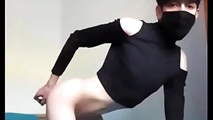 Femboy wilderness a vibrator adjacent to his arse