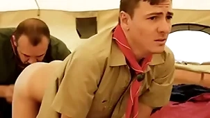 Boyscout with an increment of scout adroit bareback anent their tent- gaycarnalplus.com