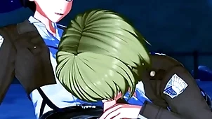 Armin arlert plus eren yeager at hand tortuosities sucking blarney up ahead carrying out anal - greater than Goliath hentai