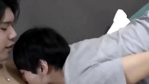 Cute japanese twink doggystyle fucked forwards non-private cumshot