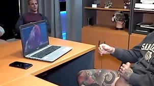 Big cheese got snowy masturbating with the addition of voyeur co-workers affiliated him
