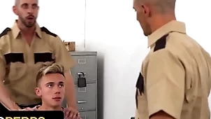 Noxious schoolboy hauler delrey gets his selfish asshole fucked overwrought three perv officers - young perps
