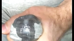 Cum surrounding leggings! i masturbate my locate together with sperm seeps flip gray leggings! close-up
